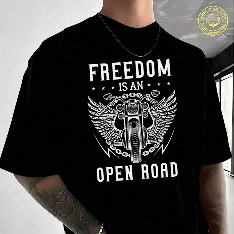 Men's Moto T-Shirt Freedom Motorcycle Rider Fashion Casual Street Style Suitable For Travel And Sports Tee
Men's Moto T-Shirt Freedom Motorcycle Rider Fashion Casual Street Style Suitable For Travel And Sports Tee