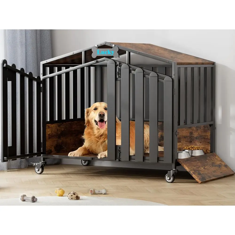 Heavy Duty Dog Crate Furniture, Dogs Kennel Indoor with 360° Wheels, Dog Crates for Medium Dogs (35-60lb), Wooden Dog Cage with
Heavy Duty Dog Crate Furniture, Dogs Kennel Indoor with 360° Wheels, Dog Crates for Medium Dogs (35-60lb), Wooden Dog Cage with