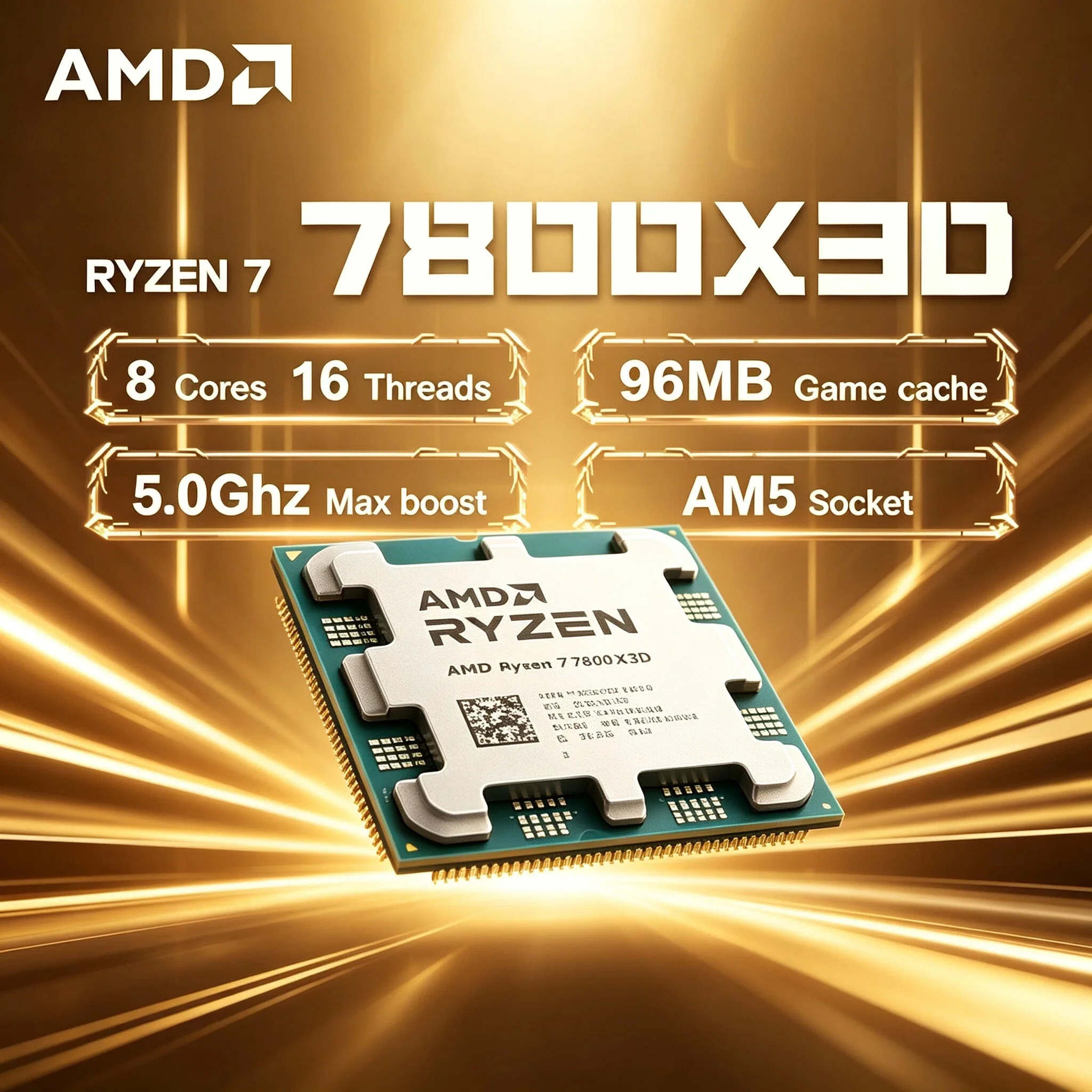 AMD Ryzen 7 7800X3D 8 Core 16 Thread 5.0GHz 5nm AM5 L3 96MB R7 7800X3D Processor 120W DDR5 Tray No Fan Original
AMD Ryzen 7 7800X3D 8 Core 16 Thread 5.0GHz 5nm AM5 L3 96MB R7 7800X3D Processor 120W DDR5 Tray No Fan Original