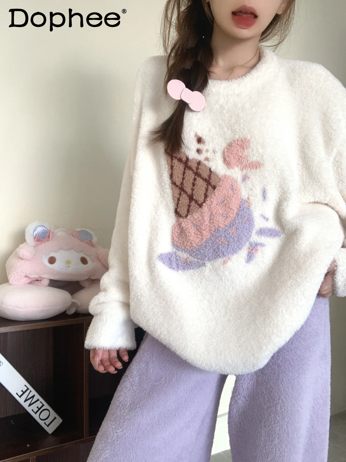 Новинка 2023 года, осенне-зимняя милая плюшевая пижама в японском стиле для девочек, утепленная теплая удобная повседневная носимая домашняя одежда 
Новинка 2023 года, осенне-зимняя милая плюшевая пижама в японском стиле для девочек, утепленная теплая удобная повседневная носимая домашняя одежда