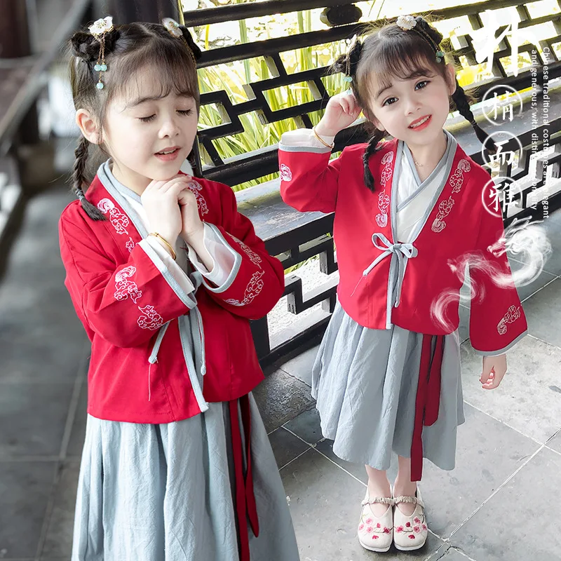 Girls Cotton Spring Summer New Tang Suit Kids Chinese Lovely Ancient Hanfu Children Perform Costumes Long Sleeve Clothing
Girls Cotton Spring Summer New Tang Suit Kids Chinese Lovely Ancient Hanfu Children Perform Costumes Long Sleeve Clothing