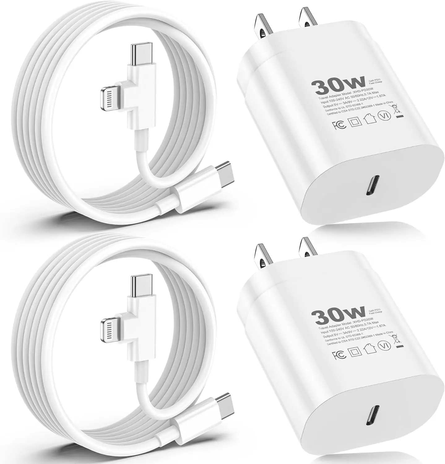 30W USB C Charger 2 Pack, Type C Fast Charging Block with 6FT 2-in-1 USB C to C & Lightning Cable, for Samsung Galaxy S26/S26+/iPhone 17/16/15/14/13/12/11 Pro Max, iPad, AirPods
30W USB C Charger 2 Pack, Type C Fast Charging Block with 6FT 2-in-1 USB C to C & Lightning Cable, for Samsung Galaxy S26/S26+/iPhone 17/16/15/14/13/12/11 Pro Max, iPad, AirPods