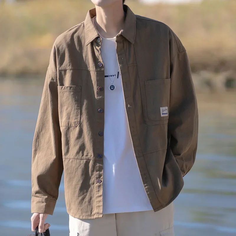 Japanese Series Men's Shirts Casual Vintage Cargo Jacket Top Spring Autumn Solid Blouses Single Breasted Male Clothes Streetwear
Japanese Series Men's Shirts Casual Vintage Cargo Jacket Top Spring Autumn Solid Blouses Single Breasted Male Clothes Streetwear