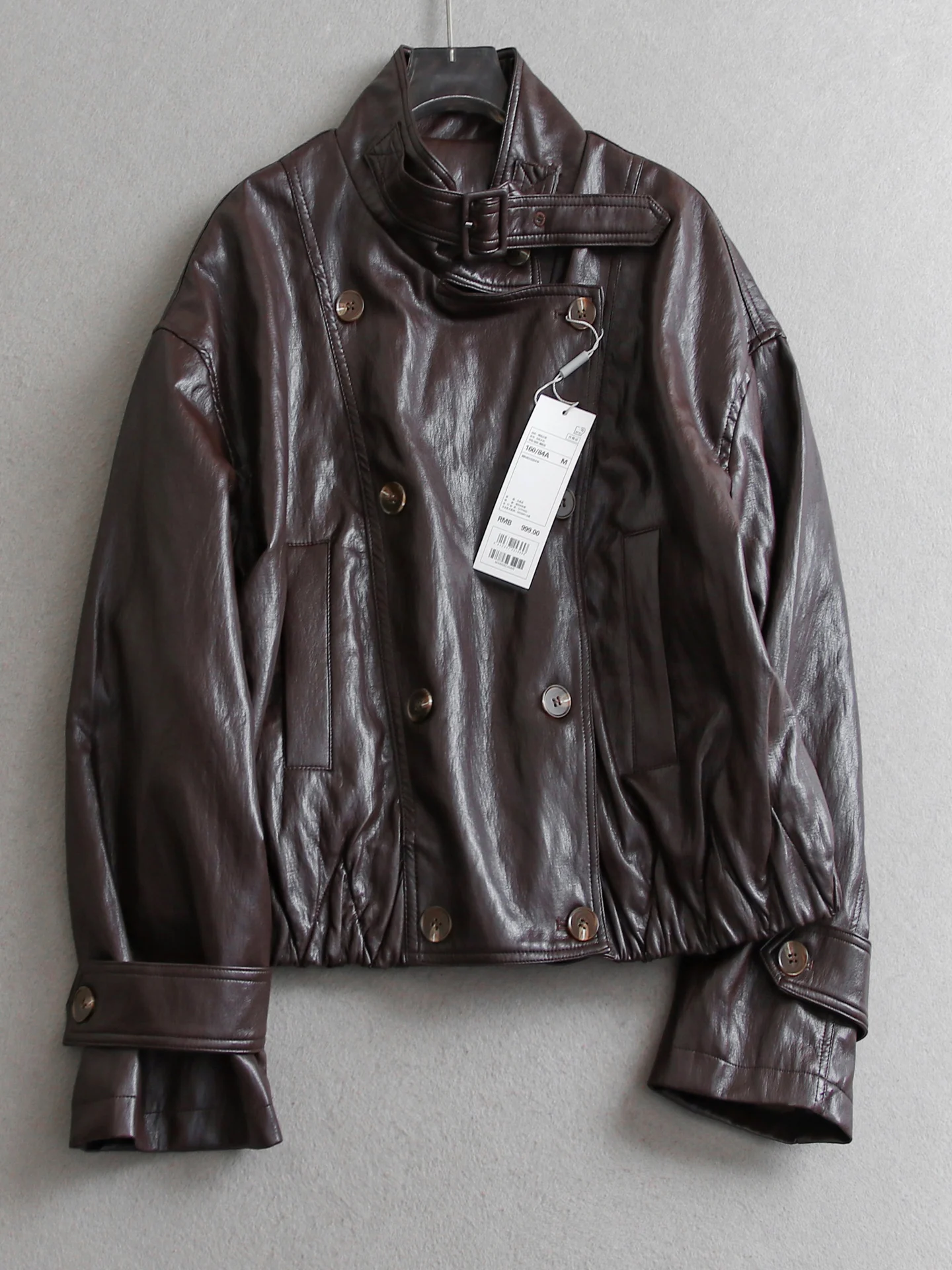Loose Fit Long Sleeve Pure Color Stand Collar Jacket Women's Leather Coat Spring 2026 New Style Double Button Closure
Loose Fit Long Sleeve Pure Color Stand Collar Jacket Women's Leather Coat Spring 2026 New Style Double Button Closure
