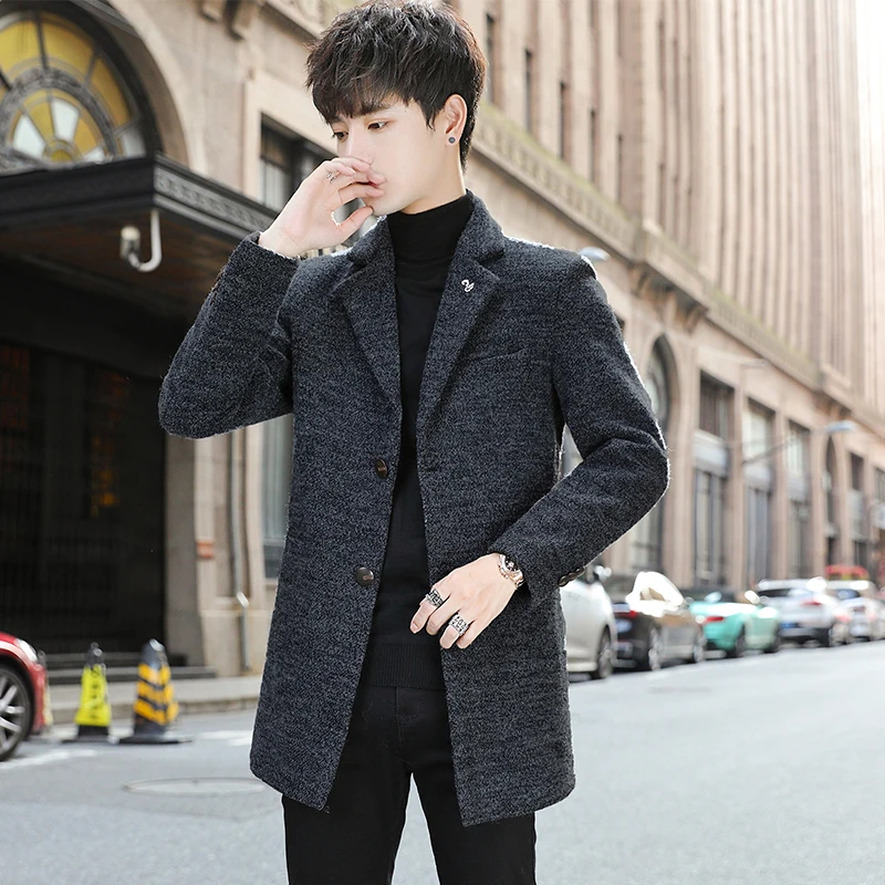202 New Men's Woolen Coat Mid-Length Trendy Outerwear Autumn Winter Thiened Sli Top Faionable Korean Sle Coat
202 New Men's Woolen Coat Mid-Length Trendy Outerwear Autumn Winter Thiened Sli Top Faionable Korean Sle Coat
