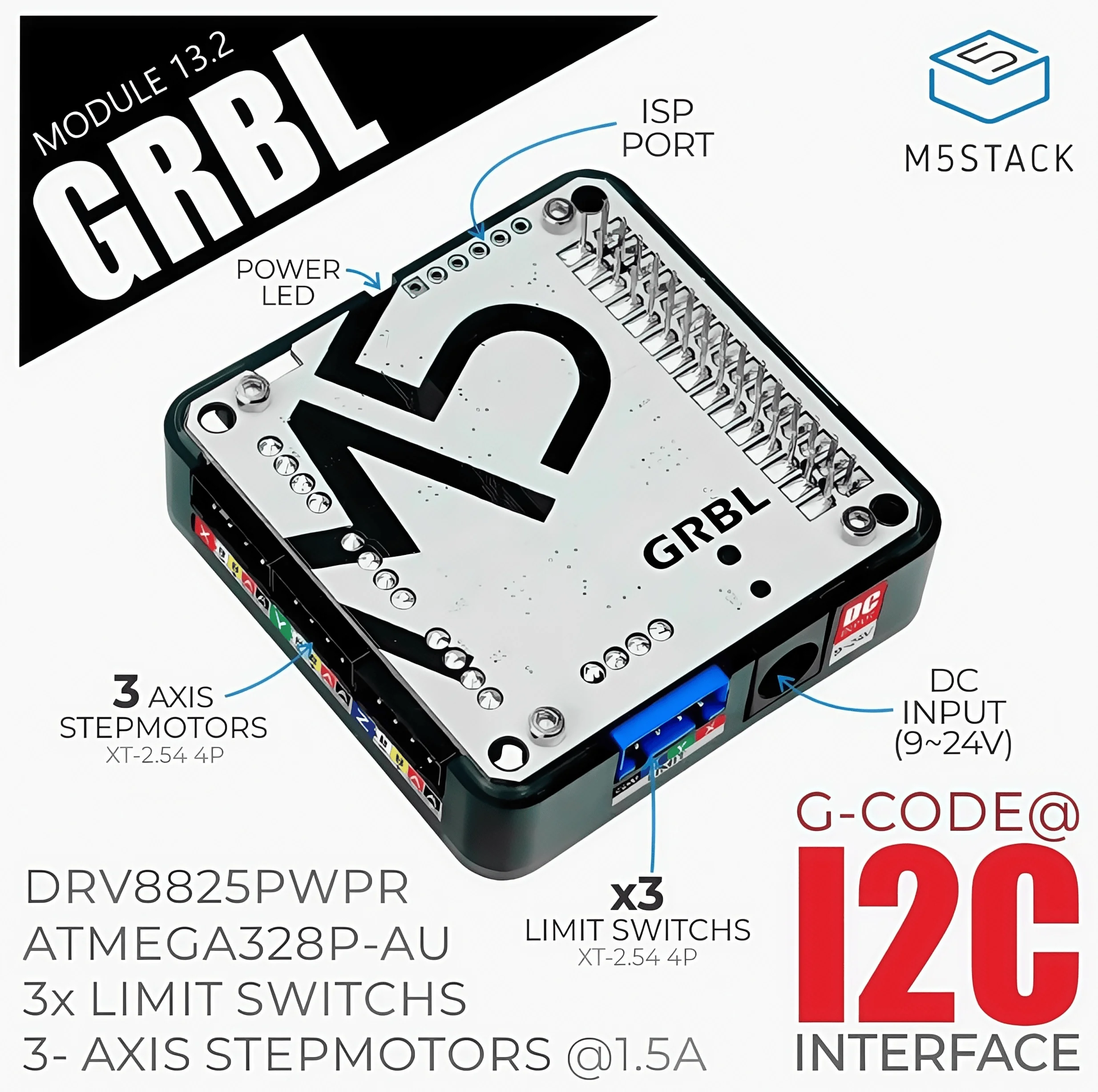 M5Stack GRBL 13.2 трехосный модуль драйвера шагового двигателя DRV8825 штабелируемый шестиосевой
M5Stack GRBL 13.2 трехосный модуль драйвера шагового двигателя DRV8825 штабелируемый шестиосевой