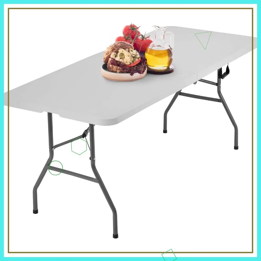 6FT Portable Folding Table for Camping Picnic Party Events, White Plastic Foldable Table with Lock
6FT Portable Folding Table for Camping Picnic Party Events, White Plastic Foldable Table with Lock