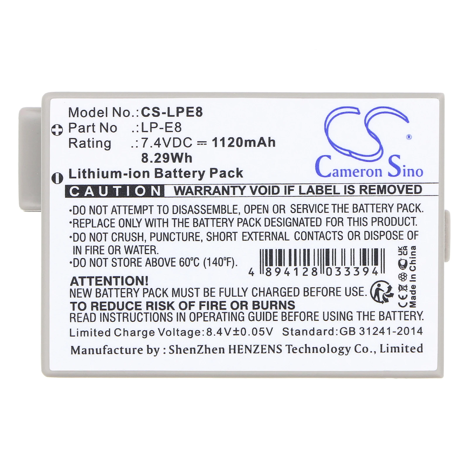 Li-ion Camera Battery for Canon,7.4v,1120mAh,EOS 550D Rebel T2i EOS 600D EF-S,LP-E8
Li-ion Camera Battery for Canon,7.4v,1120mAh,EOS 550D Rebel T2i EOS 600D EF-S,LP-E8
