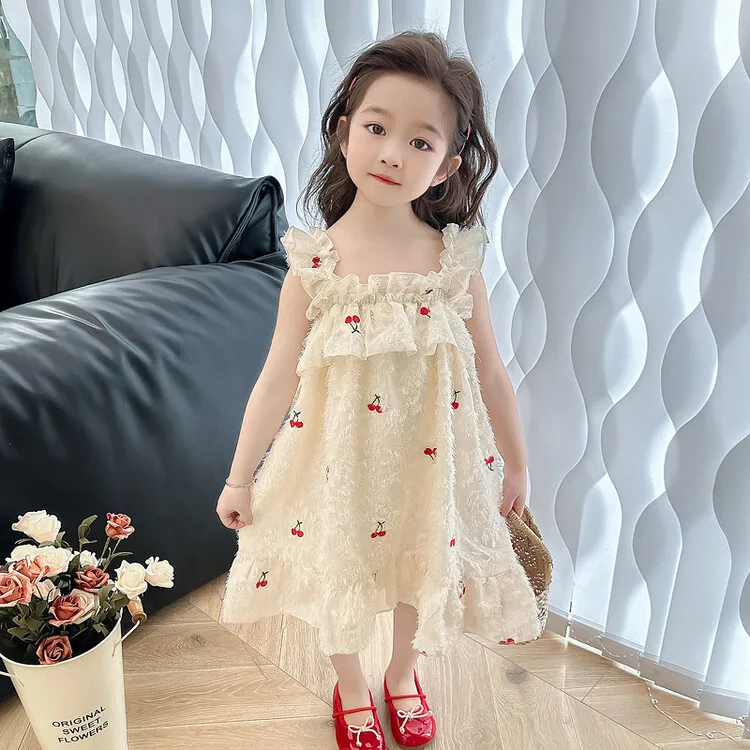 Childrens Dress Spring and Summer New Korean Girls Fashionable Cherry Tassel Ruffled Suspender Princess Dress Kids Clothes
Childrens Dress Spring and Summer New Korean Girls Fashionable Cherry Tassel Ruffled Suspender Princess Dress Kids Clothes