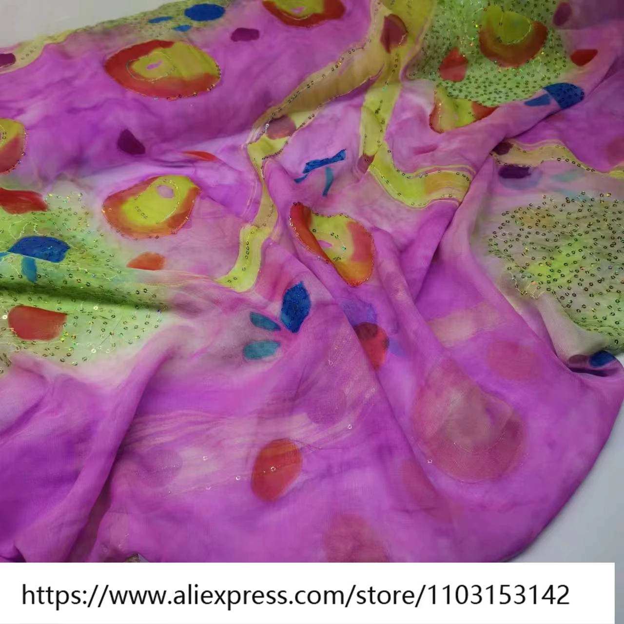 Summer Light and Slightly Transparent Narrow Embroidered Sequins Silk Qiaoqi Fabric 8Momme Fashion
Summer Light and Slightly Transparent Narrow Embroidered Sequins Silk Qiaoqi Fabric 8Momme Fashion