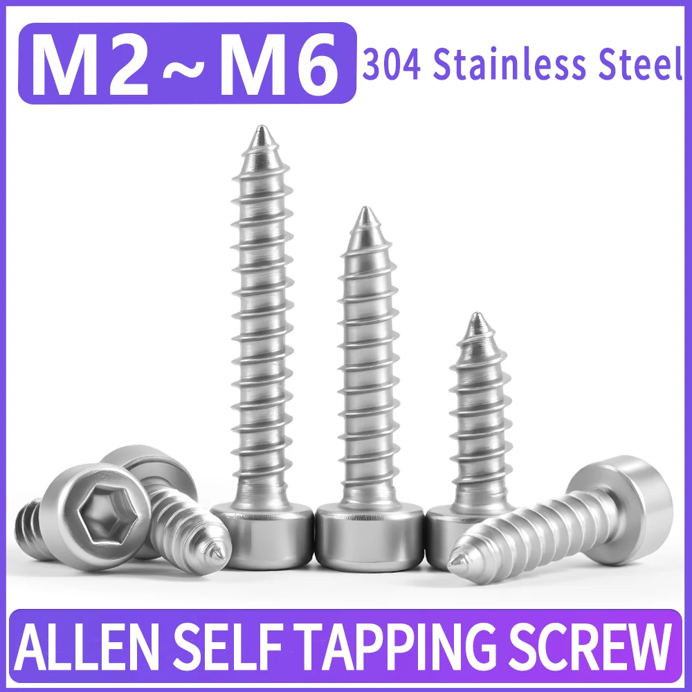 Hex Hexagon Socket Cap Head Self Tapping Screw M2 M2.5 M2.6 M3 M3.5 M4 M5 M6 304 Stainless Steel Allen Head Screws for Speaker
Hex Hexagon Socket Cap Head Self Tapping Screw M2 M2.5 M2.6 M3 M3.5 M4 M5 M6 304 Stainless Steel Allen Head Screws for Speaker