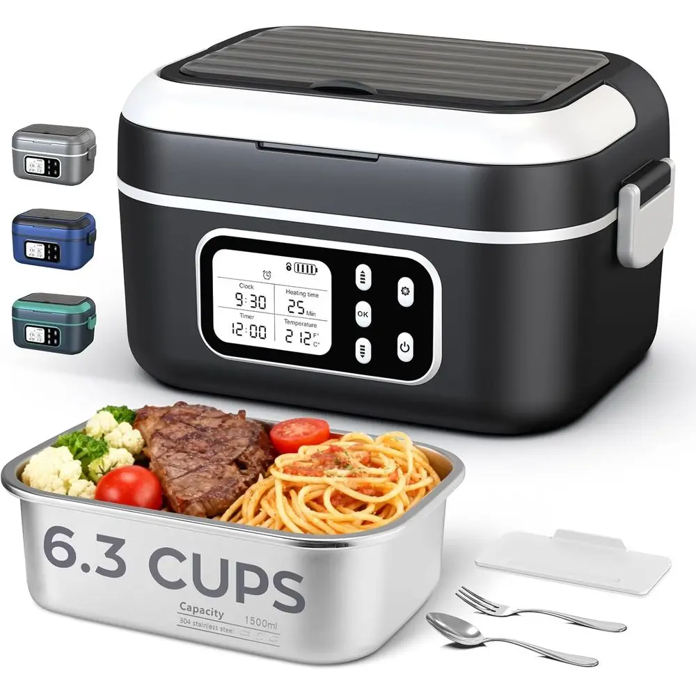 6.3 Cup 100W Electric Lunch Warmer with 27000mAh Battery, Cutlery, Insulated Bag & Divider for Men & Women (Black + White)
6.3 Cup 100W Electric Lunch Warmer with 27000mAh Battery, Cutlery, Insulated Bag & Divider for Men & Women (Black + White)