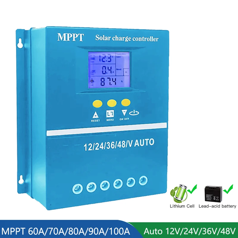 60A 70A 80A 90A 100A MPPT Solar Charge Controller 12V/24V/36V/48V Solar Panel Battery Auto Regulator for Lead-acid/Lithium
60A 70A 80A 90A 100A MPPT Solar Charge Controller 12V/24V/36V/48V Solar Panel Battery Auto Regulator for Lead-acid/Lithium