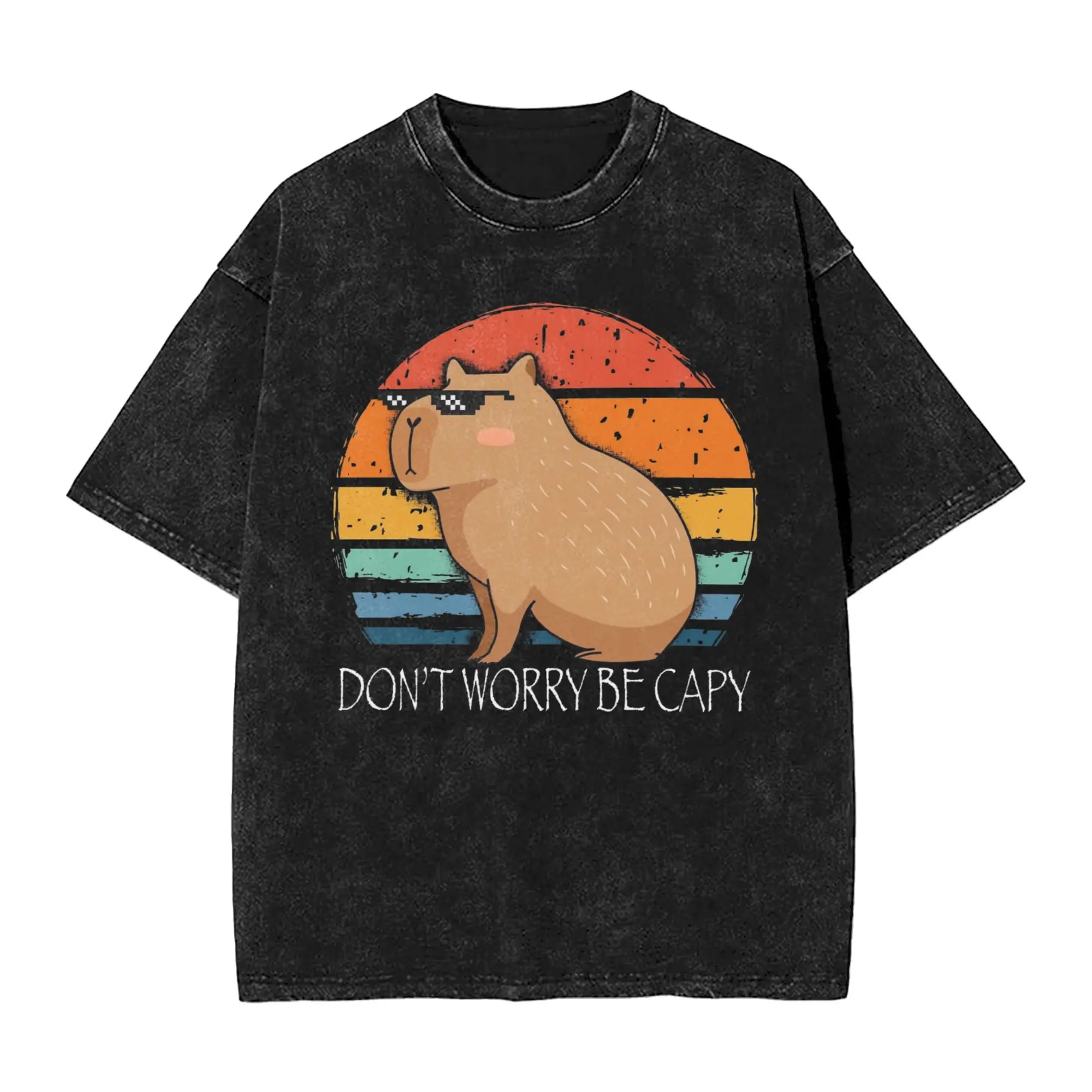 Промытые футболки Capybara Dont Worry Be Capy, винтажные футболки в стиле хип-хоп, уличная одежда в стиле Харадзюку, топы с короткими рукавами, футболка для мужчин и женщин
Промытые футболки Capybara Dont Worry Be Capy, винтажные футболки в стиле хип-хоп, уличная одежда в стиле Харадзюку, топы с короткими рукавами, футболка для мужчин и женщин