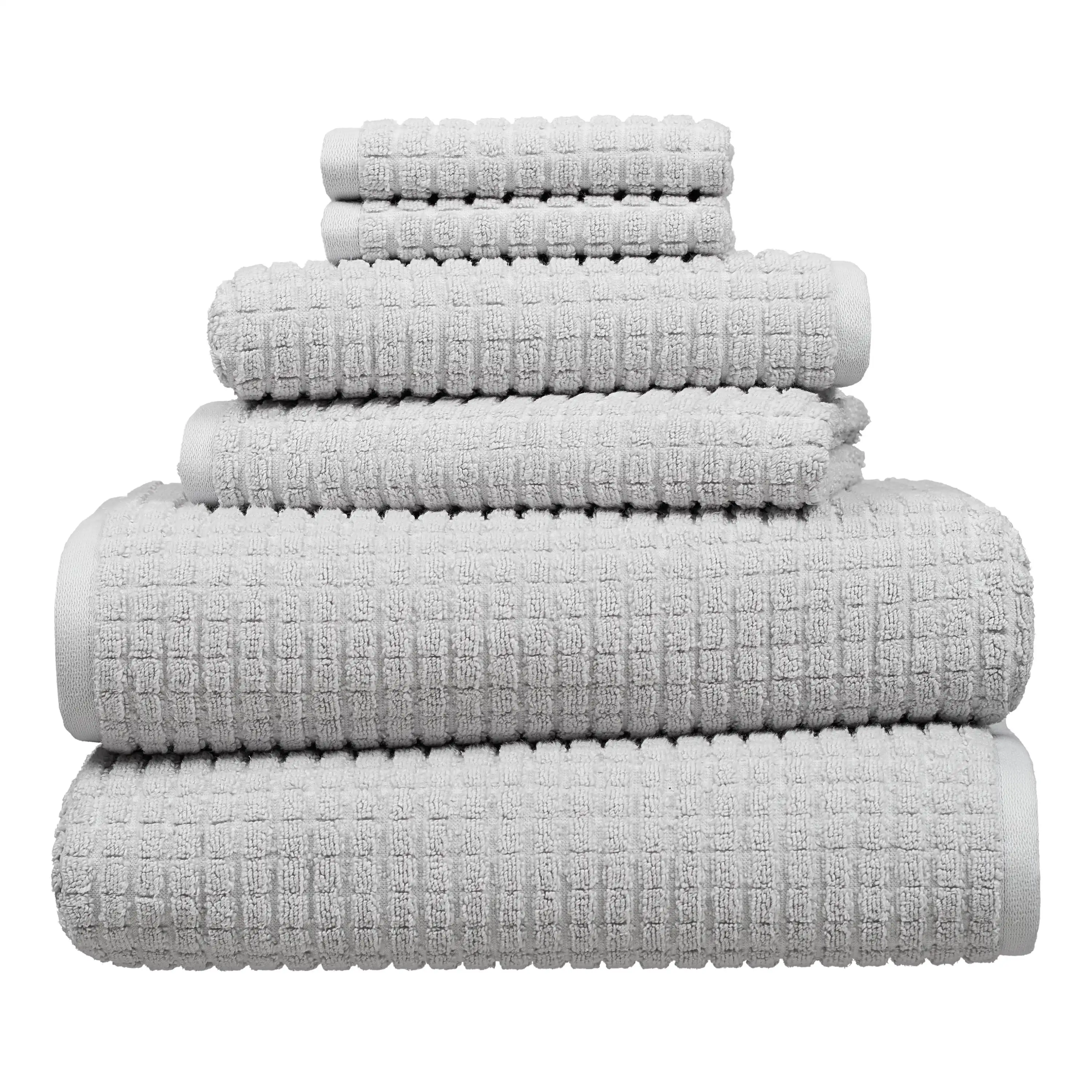 6-Piece Egyptian Cotton Textured Bath Coordinate Towel Set, Platinum Silver
6-Piece Egyptian Cotton Textured Bath Coordinate Towel Set, Platinum Silver