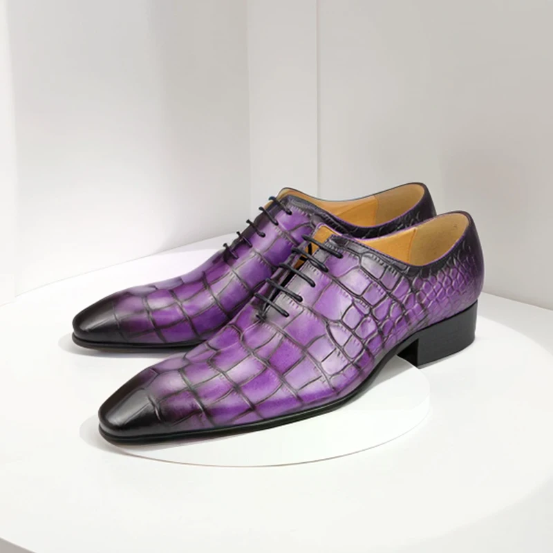 Dress Shoes Men Crocodile Pattern Leather Lace Up Brogue Shoes Pointed Toe Formal Dress Business Wedding Footwear
Dress Shoes Men Crocodile Pattern Leather Lace Up Brogue Shoes Pointed Toe Formal Dress Business Wedding Footwear