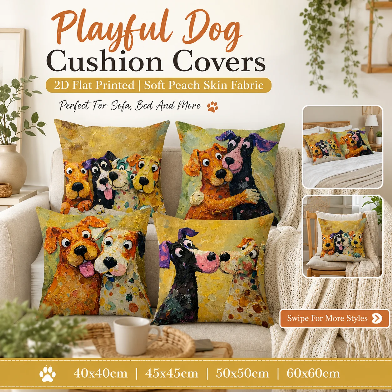 Funny Dog Art Pillowcase 2D Flat Printed Peach Skin Cushion Cover Abstract Oil Painting Throw Pillow Case for Sofa Home Decor
Funny Dog Art Pillowcase 2D Flat Printed Peach Skin Cushion Cover Abstract Oil Painting Throw Pillow Case for Sofa Home Decor