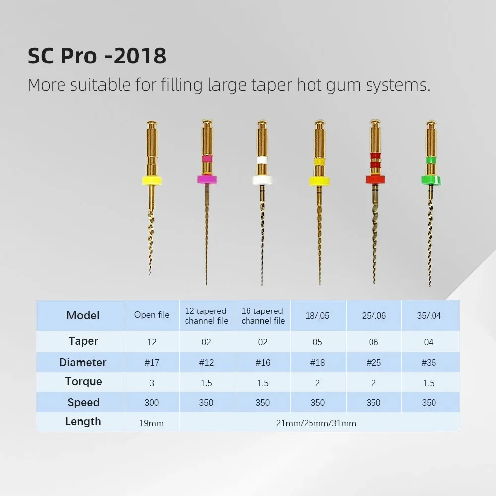 COXO SC-PRO 2018 Dental Root Canal File Heat Activated Rotary Nitinol File Thermally Activated Nickel Titanium Endodontic Files
COXO SC-PRO 2018 Dental Root Canal File Heat Activated Rotary Nitinol File Thermally Activated Nickel Titanium Endodontic Files