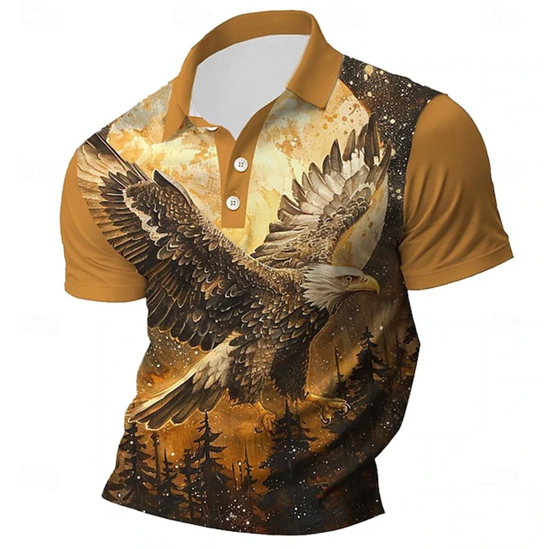Summer New 3d Eagle Pattern Printed Polo Shirt Men's Button Collar Polo Shirt Casual Short Sleeved Top Fashion Men Golf Clothing
Summer New 3d Eagle Pattern Printed Polo Shirt Men's Button Collar Polo Shirt Casual Short Sleeved Top Fashion Men Golf Clothing