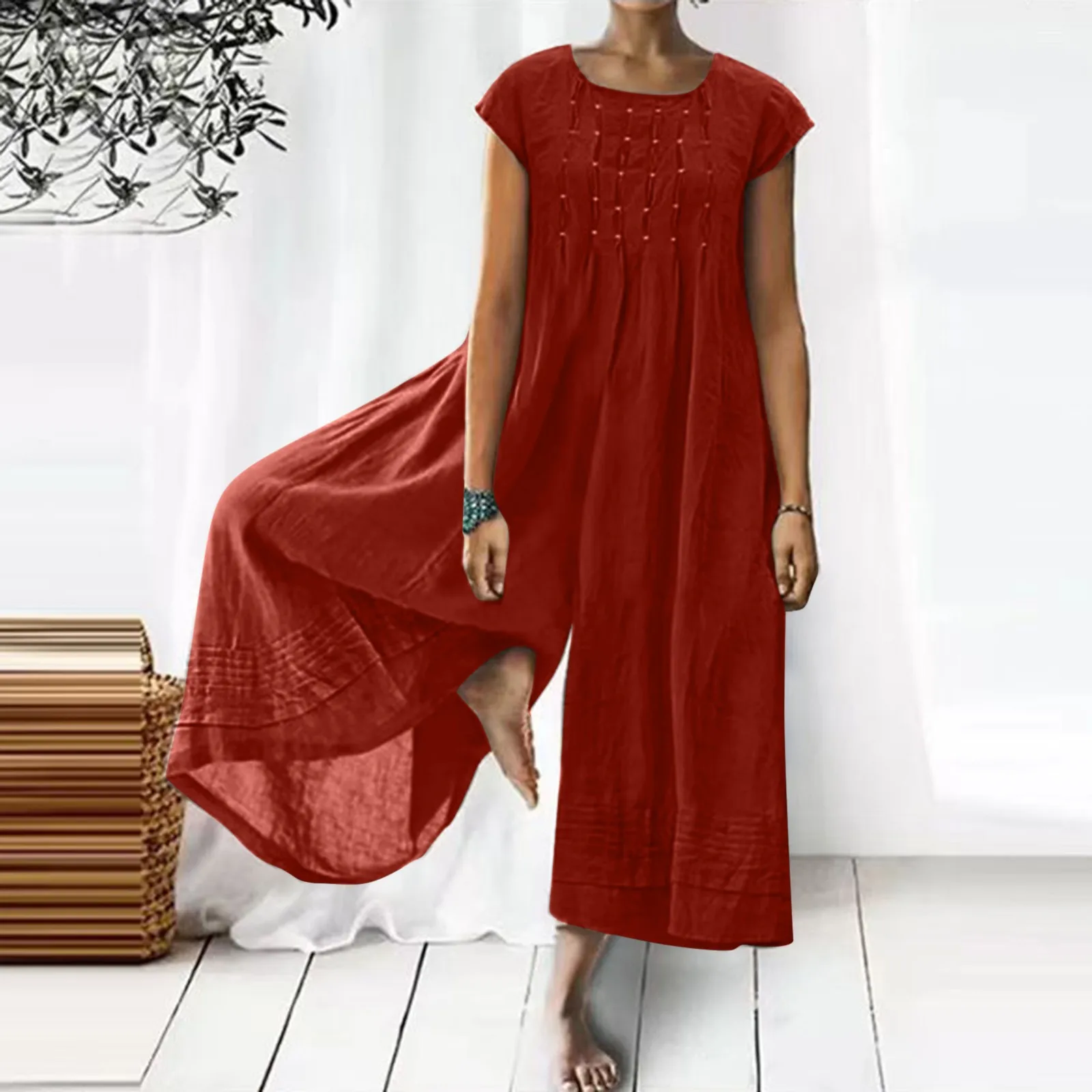 Summer Loose Cotton Linen Jumpsuit Women Pleated Short-sleeved One-piece Romper 2023 New Solid Color Casual Jumpsuits Overalls
Summer Loose Cotton Linen Jumpsuit Women Pleated Short-sleeved One-piece Romper 2023 New Solid Color Casual Jumpsuits Overalls