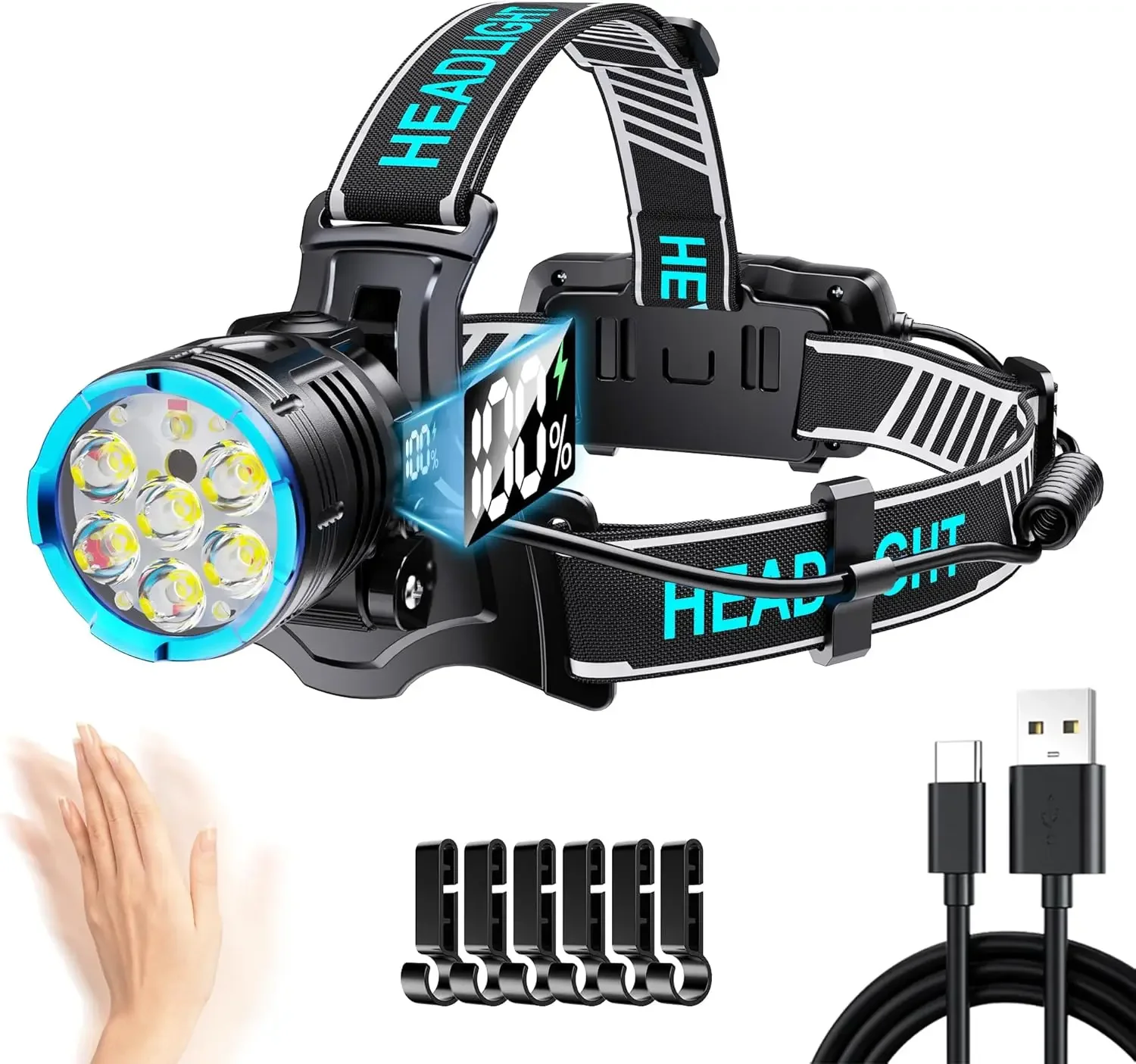 2025 Ultra Powerful 300000LM LED Headlamp Super Bright Led Headlight Motion Sensor Head Flashlight Hunting Fishing Head Light
2025 Ultra Powerful 300000LM LED Headlamp Super Bright Led Headlight Motion Sensor Head Flashlight Hunting Fishing Head Light