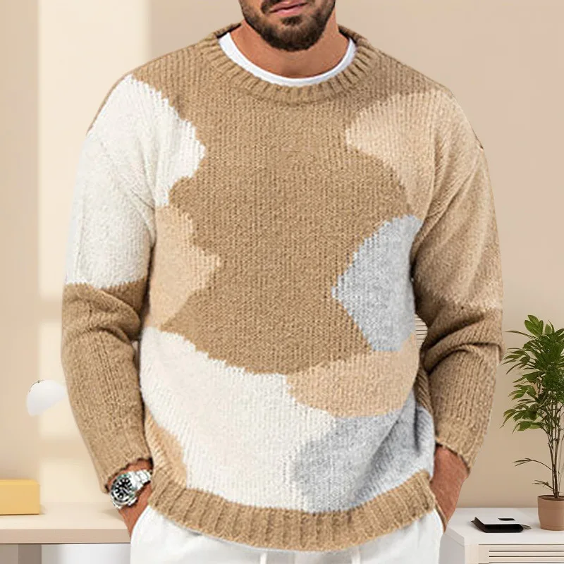 Patchwork Long Sleeve Men Pullovers Spliced Sweater Knitted Jumpers Long Sleeve Sweaters Loose Autumn 2025 Casual Basics
Patchwork Long Sleeve Men Pullovers Spliced Sweater Knitted Jumpers Long Sleeve Sweaters Loose Autumn 2025 Casual Basics