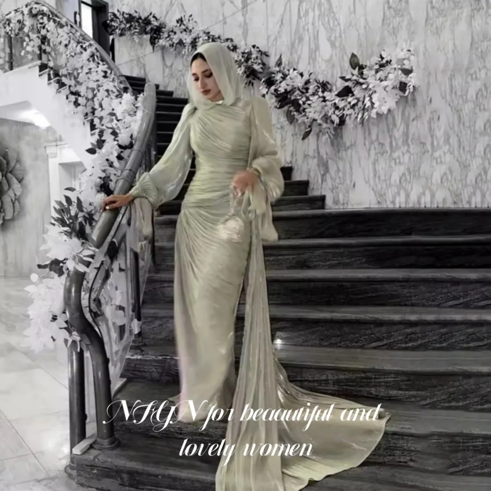 NFYN Elegant Modest Prom Dresses Muslim Pleats Full Sleeves Mermaid Evening Gown Pleating Formal Gown robes de soirée Customized
NFYN Elegant Modest Prom Dresses Muslim Pleats Full Sleeves Mermaid Evening Gown Pleating Formal Gown robes de soirée Customized