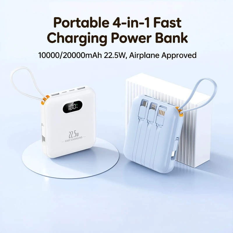 Outdoor portable super fast charging power bank with built-in cable 10000/20000mAh mini compact mobile power supply
Outdoor portable super fast charging power bank with built-in cable 10000/20000mAh mini compact mobile power supply