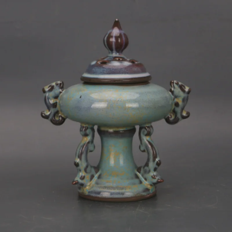 Vintage Jun Kiln divine beast Double-Handled Incense Burner - Traditional Chinese Ceramic Artwork, Desktop Decor & Collectible
Vintage Jun Kiln divine beast Double-Handled Incense Burner - Traditional Chinese Ceramic Artwork, Desktop Decor & Collectible
