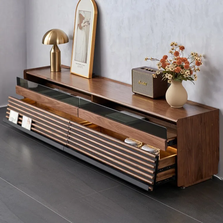 All solid wood TV cabinet North American black walnut small apartment living room cherry wood furniture floor
All solid wood TV cabinet North American black walnut small apartment living room cherry wood furniture floor