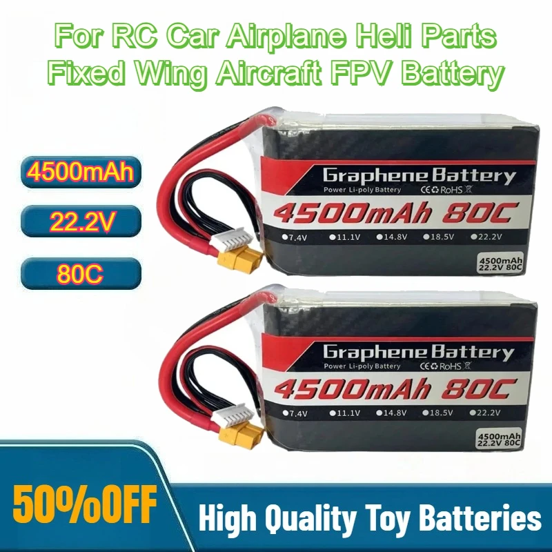 Aircraft Model Battery 4500mAh 6S 22.2V 80C Battery Rechargeable for RC Car Airplane Heli Parts Fixed Wing Aircraft FPV Battery
Aircraft Model Battery 4500mAh 6S 22.2V 80C Battery Rechargeable for RC Car Airplane Heli Parts Fixed Wing Aircraft FPV Battery