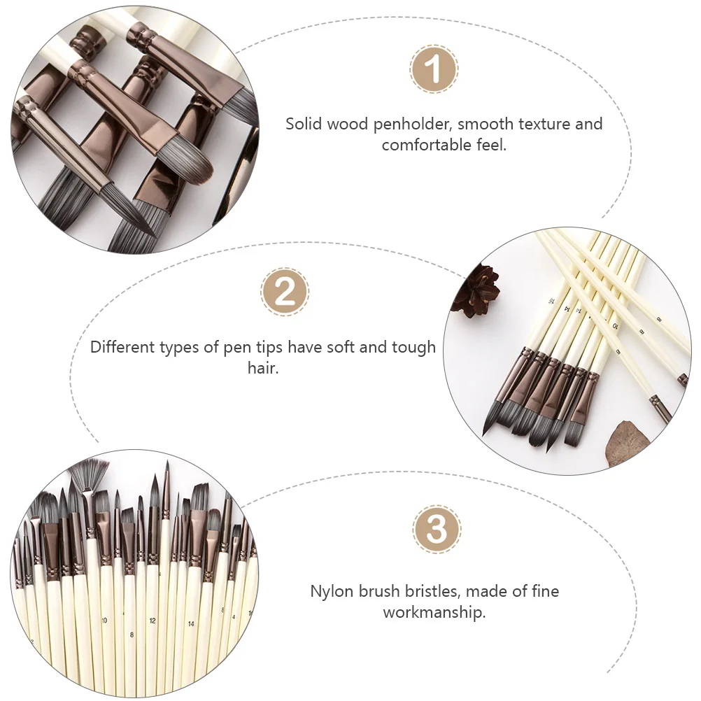 24pcs Nylon Hair Paint Brushes Set Oil Painting Drawing Brush Kits Bamboo Round Tip Solid Wood Handle Aluminum Tube Interface
24pcs Nylon Hair Paint Brushes Set Oil Painting Drawing Brush Kits Bamboo Round Tip Solid Wood Handle Aluminum Tube Interface