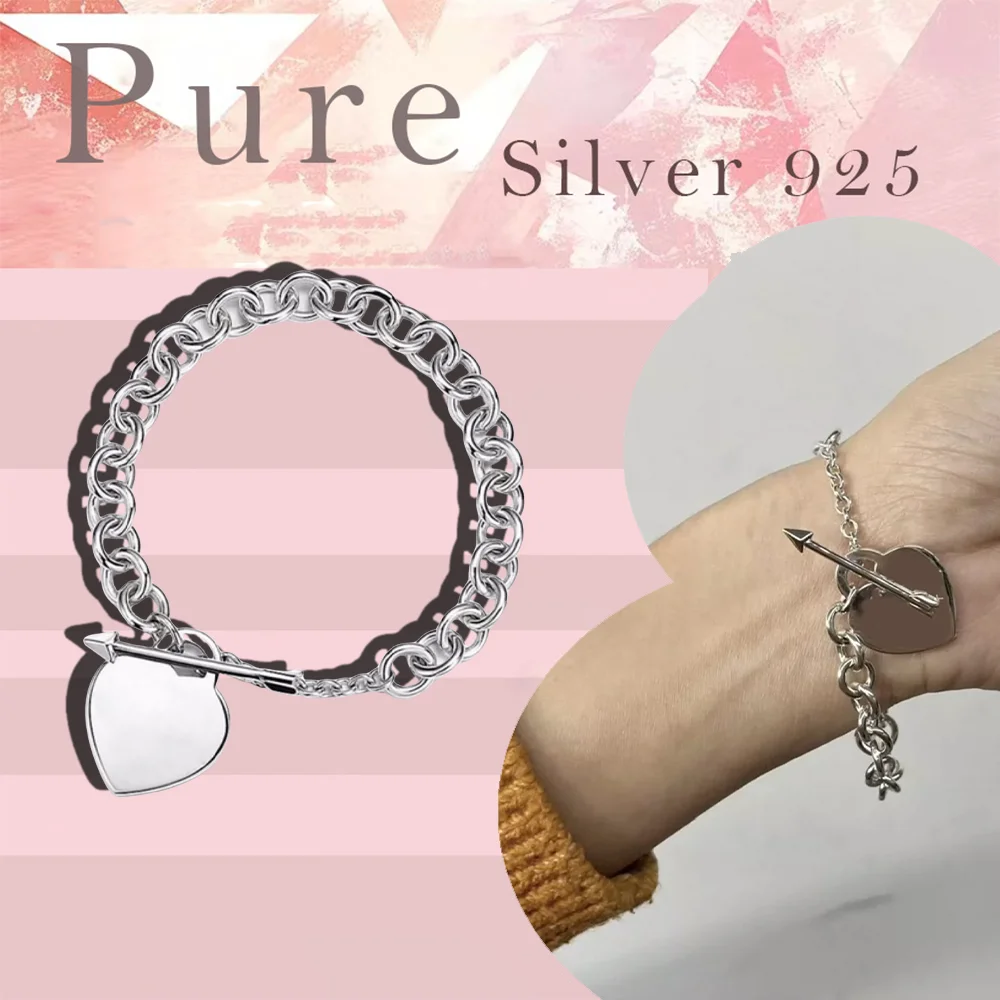 Classic Cute Elegant Heart Pendant Pure Silver Bracelet S925 Women's Bracelet Holiday Gift Date Accessory
Classic Cute Elegant Heart Pendant Pure Silver Bracelet S925 Women's Bracelet Holiday Gift Date Accessory
