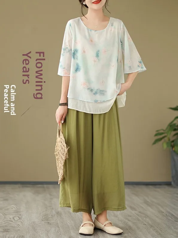 Summer 2026 Women's Fashion Loose Fit round Neck Cotton Linen Top Wide Leg Pants Two Piece Set Breathable Lightweight Casual ...
Summer 2026 Women's Fashion Loose Fit round Neck Cotton Linen Top Wide Leg Pants Two Piece Set Breathable Lightweight Casual ...