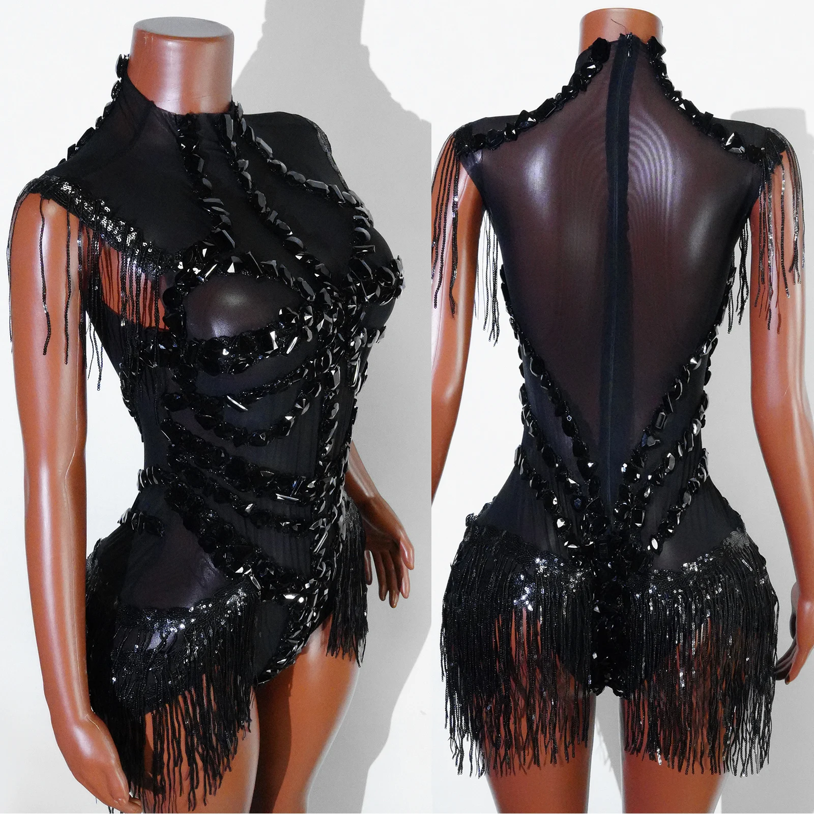 New Black Crystal Mesh See Through Bodysuit Women Sexy Fringe Leotard Nightclub Party Celebrate Pole Dj Dance Clothing Stage
New Black Crystal Mesh See Through Bodysuit Women Sexy Fringe Leotard Nightclub Party Celebrate Pole Dj Dance Clothing Stage
