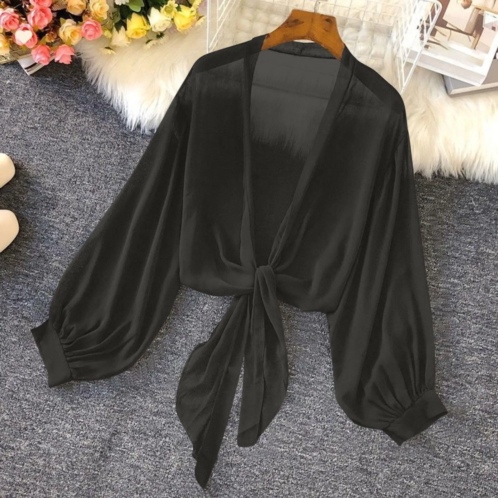 Elegant Women Blouse Cardigan Summer Thin Chiffon Blouse Casual Solid Color Long Sleeve V-Neck Bandage Cardigan Tops
Elegant Women Blouse Cardigan Summer Thin Chiffon Blouse Casual Solid Color Long Sleeve V-Neck Bandage Cardigan Tops