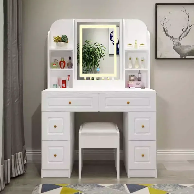 Drawer Mirror Dressing Table White Makeup Bedroom Cabinet Dressing Table Classic Lights Tocador Maquillaje Bedroom Furniture
Drawer Mirror Dressing Table White Makeup Bedroom Cabinet Dressing Table Classic Lights Tocador Maquillaje Bedroom Furniture