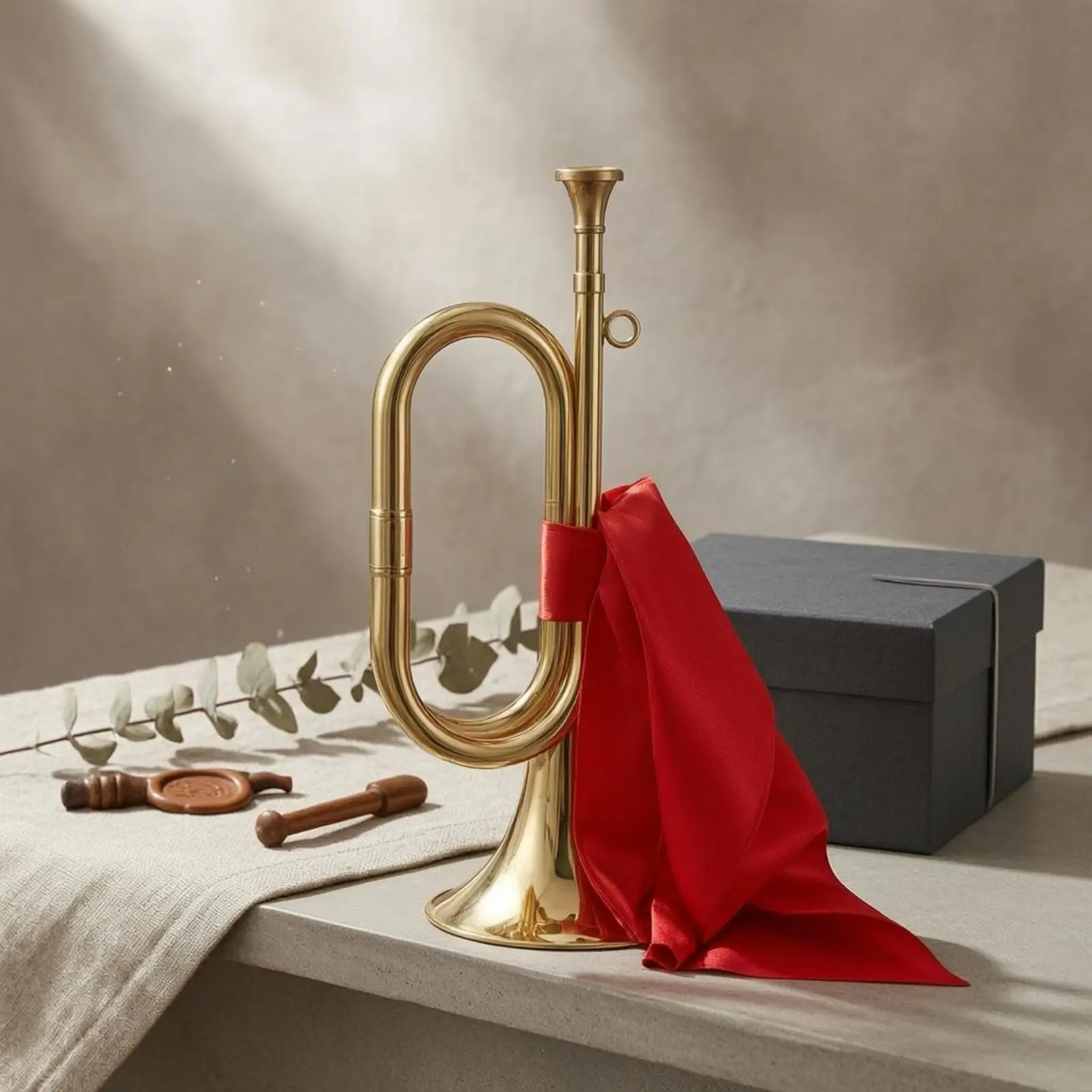 Small Brass Bugle Instrument Looped Tubing Brass Bugle Cavalry Trumpet Thick-Walled Band Instrument Ceremonial Use
Small Brass Bugle Instrument Looped Tubing Brass Bugle Cavalry Trumpet Thick-Walled Band Instrument Ceremonial Use