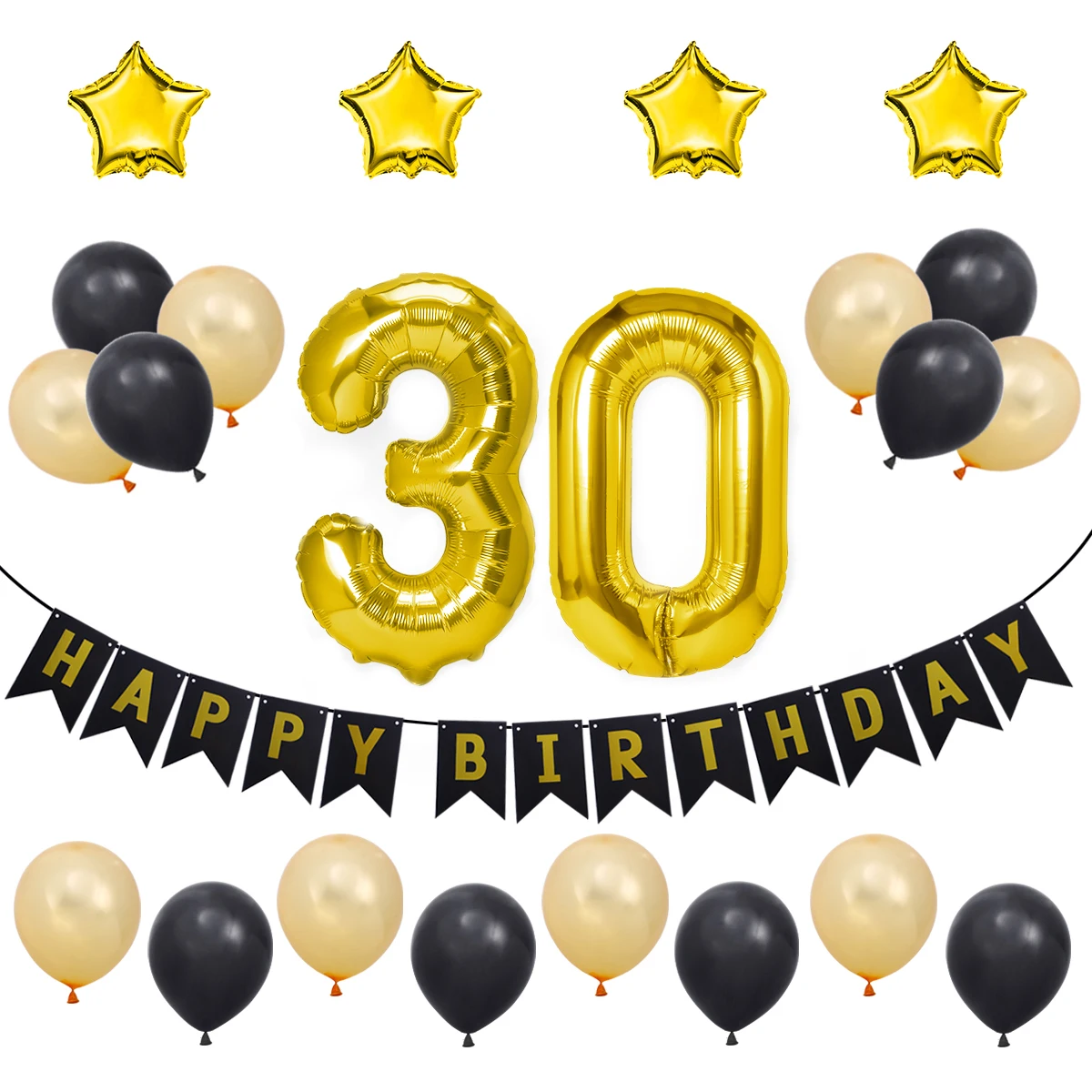 23 pcs Happy Birthday Decorations Supplies 30Th Bunting Banner Aluminum Foil Latex Balloon Set Birthday Party Decoration
23 pcs Happy Birthday Decorations Supplies 30Th Bunting Banner Aluminum Foil Latex Balloon Set Birthday Party Decoration