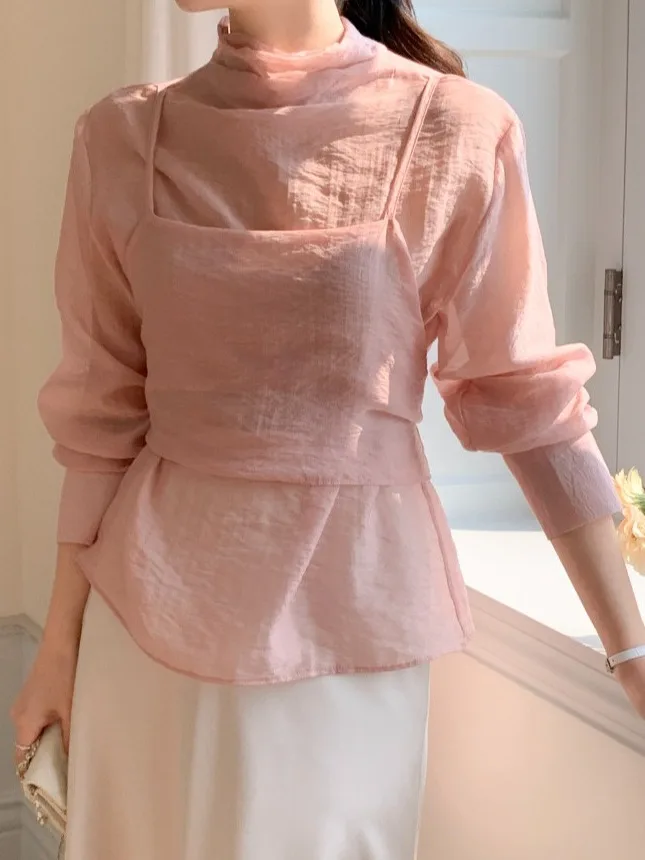 Женская блузка Ele Spring с узлом и вставками, приталенная, в корейском стиле, с длинным рукавом, высоким воротником, модный топ
Женская блузка Ele Spring с узлом и вставками, приталенная, в корейском стиле, с длинным рукавом, высоким воротником, модный топ