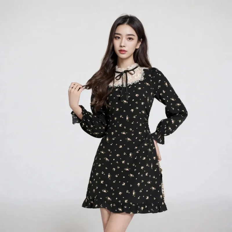 Women French Retro Lace Collar Floral Print Long Sleeve Dress Slim Fit Ruffle Hem Mini Dress
Women French Retro Lace Collar Floral Print Long Sleeve Dress Slim Fit Ruffle Hem Mini Dress