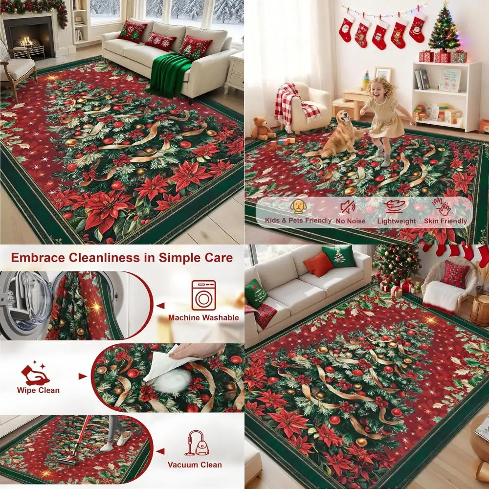 Christmas 5x7 Rugs for Living Spaces, Washable Xmas Tree Mats for Bedrooms, Vintage Large Area Rugs with Non-Slip for Kids' Room
Christmas 5x7 Rugs for Living Spaces, Washable Xmas Tree Mats for Bedrooms, Vintage Large Area Rugs with Non-Slip for Kids' Room