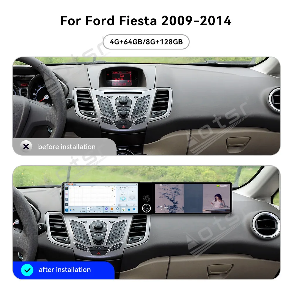 For Ford Fiesta 2009-2014 12.3" Android 13 HD Dual Screen Car Radio Car Multimedia Video Player GPS Navigation Carplay Unit DSP
For Ford Fiesta 2009-2014 12.3" Android 13 HD Dual Screen Car Radio Car Multimedia Video Player GPS Navigation Carplay Unit DSP
