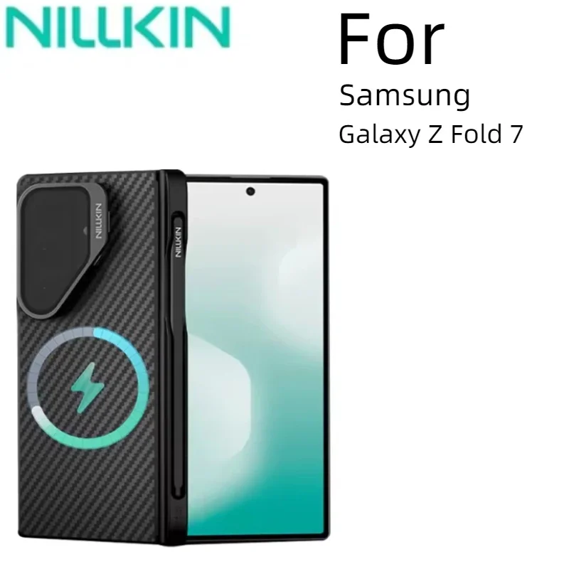 For Samsung Galaxy Z Fold 7, NILLKIN CarboProp Magnetic Case, Aramid Fiber "Black Gold", MagSafe Compatible, Metal Camera Stand
For Samsung Galaxy Z Fold 7, NILLKIN CarboProp Magnetic Case, Aramid Fiber "Black Gold", MagSafe Compatible, Metal Camera Stand