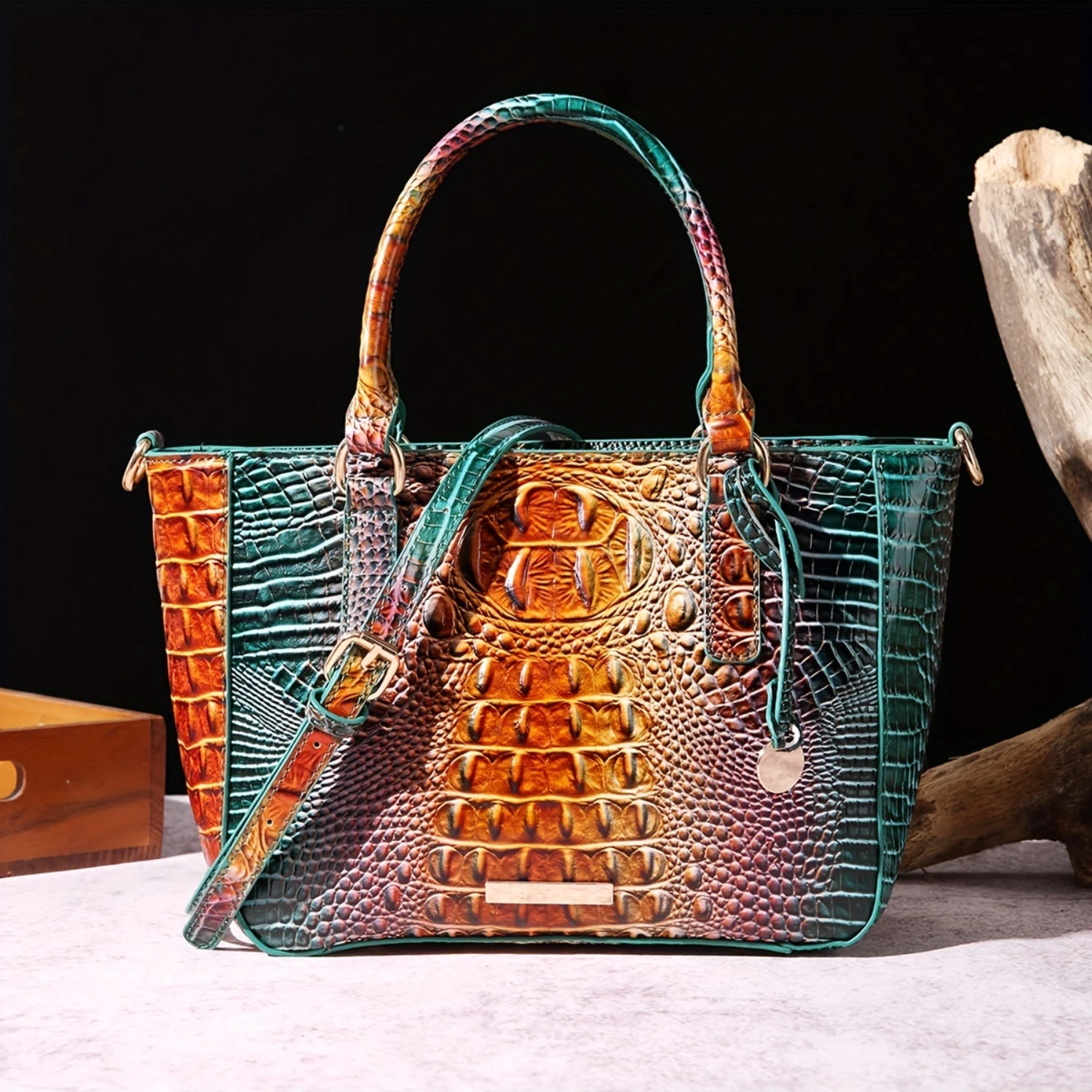 Pattern Leather Handbag, Vintage Gradient Color Shoulder Bag, Women's Top Handle Satchel Purse
Pattern Leather Handbag, Vintage Gradient Color Shoulder Bag, Women's Top Handle Satchel Purse