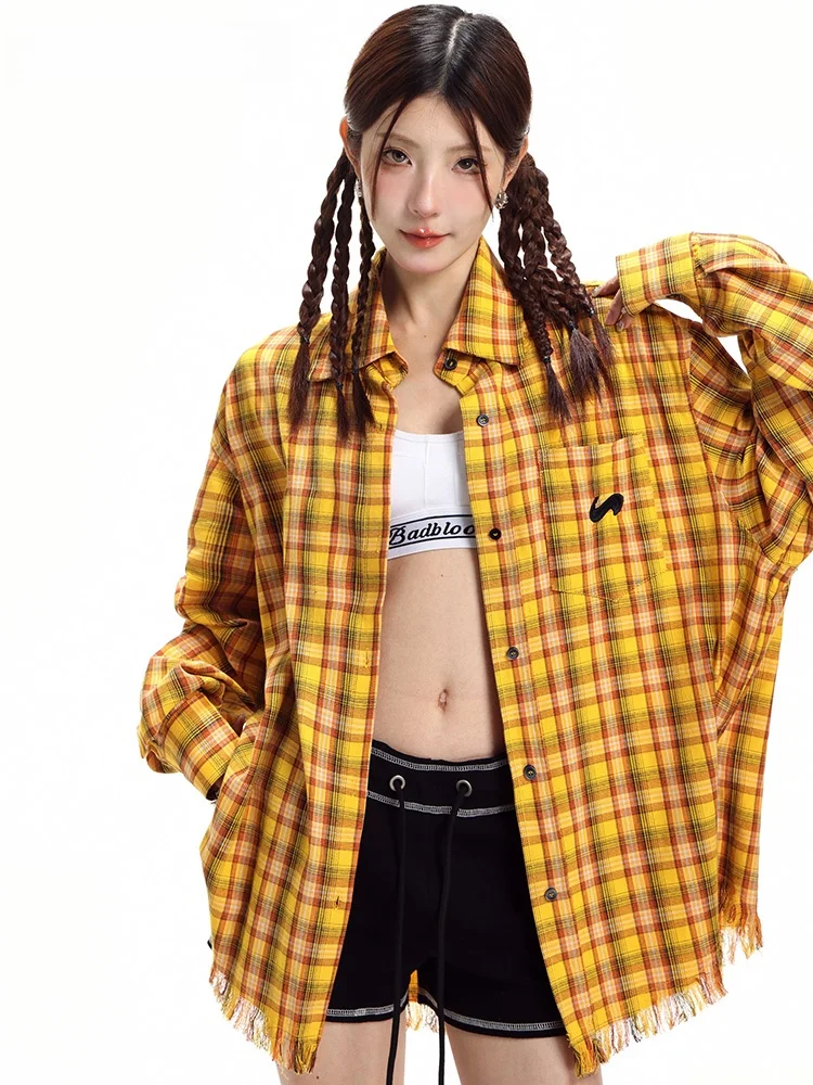 November Retro Yellow Plaid Loose Women's Shirt Flip Collar American Style Outerwear BM Style Long Sleeve Breathable Skin-Fri...
November Retro Yellow Plaid Loose Women's Shirt Flip Collar American Style Outerwear BM Style Long Sleeve Breathable Skin-Fri...