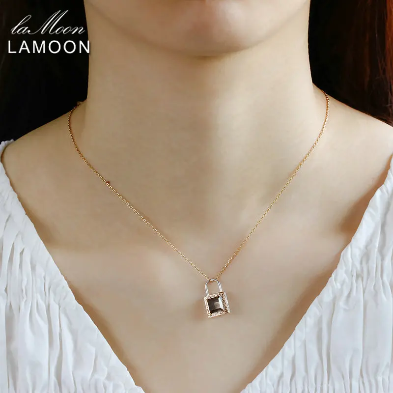 LAMOON Vintage France Style Bijou Luxury Gemstone Natrual Smoky Quartz Lock Pendant Necklace 925 Sterling Silver Fine Jewelry
LAMOON Vintage France Style Bijou Luxury Gemstone Natrual Smoky Quartz Lock Pendant Necklace 925 Sterling Silver Fine Jewelry