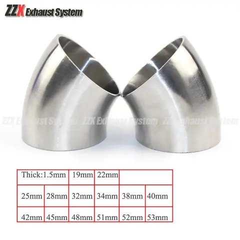 OD 19/22/25/28/32/34/38/40/42/45/48/51/52/53mm 304 Stainless steel 45 degree elbow Flange for automobile exhaust pipe connection