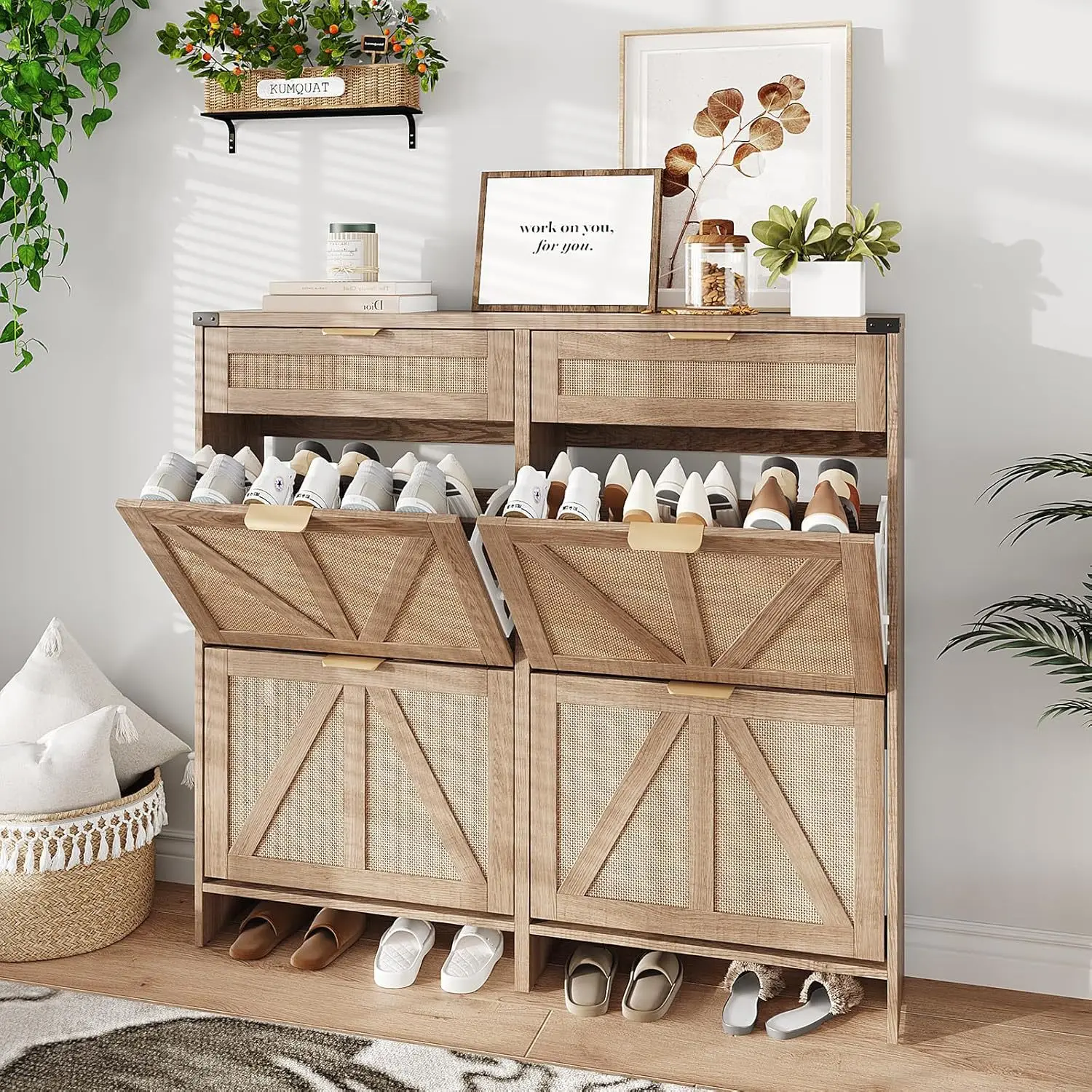 Family Freestanding Rattan Tipping Bucket Shoe Cabinet with Storage Drawer and Tipping Bucket Shoe Cabinet
Family Freestanding Rattan Tipping Bucket Shoe Cabinet with Storage Drawer and Tipping Bucket Shoe Cabinet
