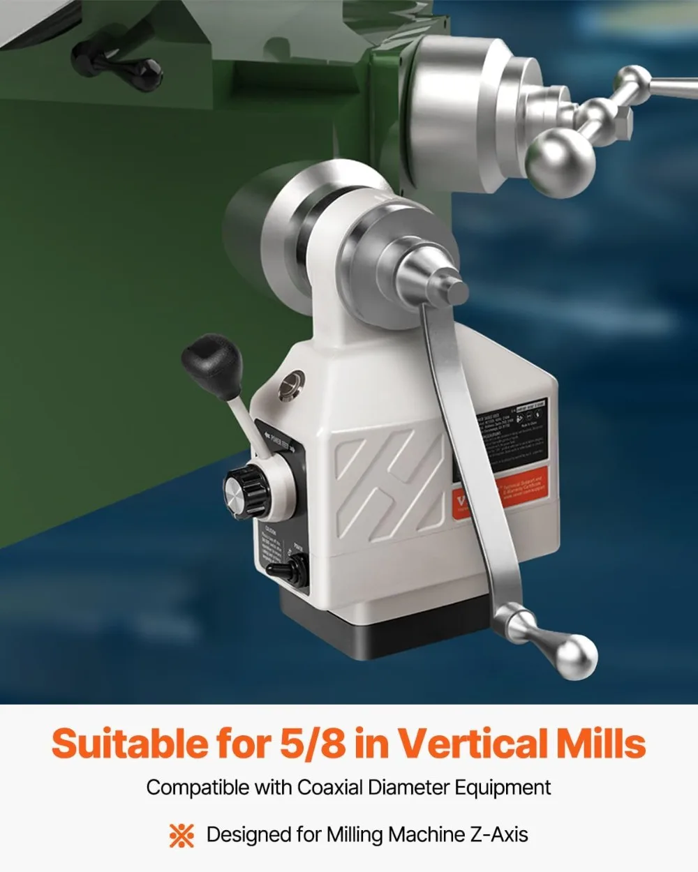 Z-Axis Power Feed for Milling Machines, 0-200 RPM Adjustable Speed, 450 in-lb Torque, 5/8" Shaft
Z-Axis Power Feed for Milling Machines, 0-200 RPM Adjustable Speed, 450 in-lb Torque, 5/8" Shaft